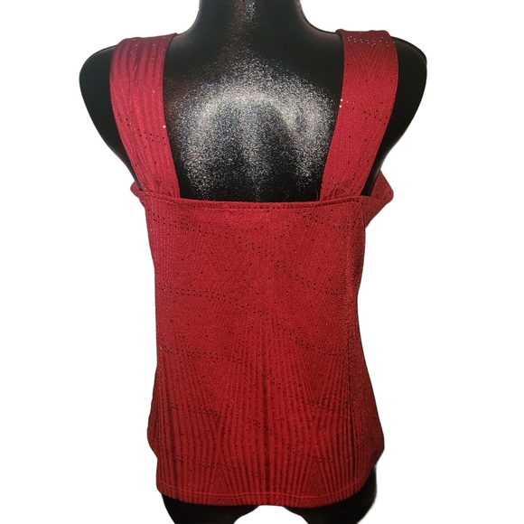 Champagne Red Sleeveless Top With Sequin Detailing M - Picture 6 of 7